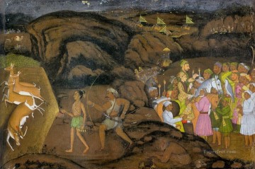  Kal Pintura - Mir Kalan Khan cazando antílopes por la noche Islam religioso